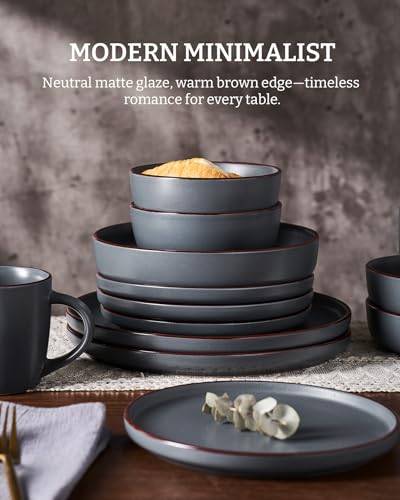 Mercury 18 Piece Stoneware Dinnerware Set (Charcoal / Service for 6 (Standard Dinner Set))