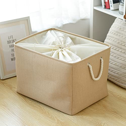 Storage Bin for Shevles (Beige / 3PCS/Extra Jumbo - 20.5Lx15.7Wx13.8H)