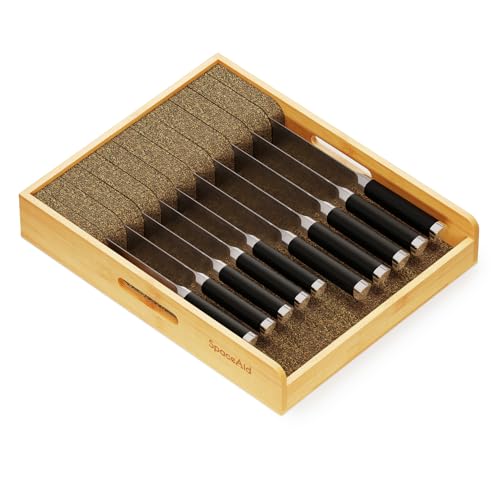 Large Knife Drawer Organizer Bamboo Insert Dock (Natural, Large)