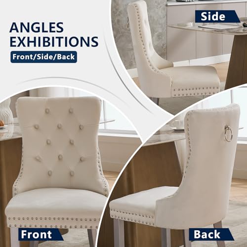 Cream Velvet Dining Chairs Set of 4 (Ivory)