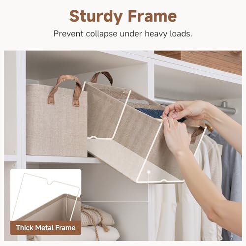 Storage Bins Storage Baskets (Brown and Beige / 14 ¾" L x 10 ¼" W x 8 ¼" H)