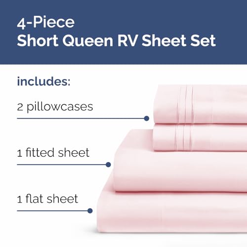 Short Queen Size 4 Piece Bed Sheet Set (30 - Lavender Pink / Short Queen)