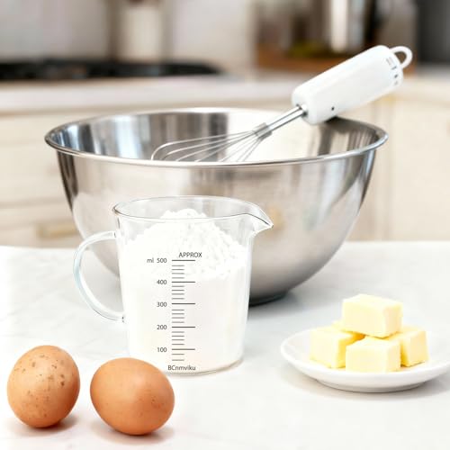 Glass Measuring Cups High Borosilicate 500ML 2CUPS [Insulated Handle (500ml)