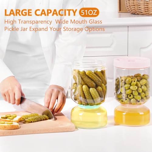 Pickle Jar with Strainer Flip (3-Pink / 64.2oz 1pc)