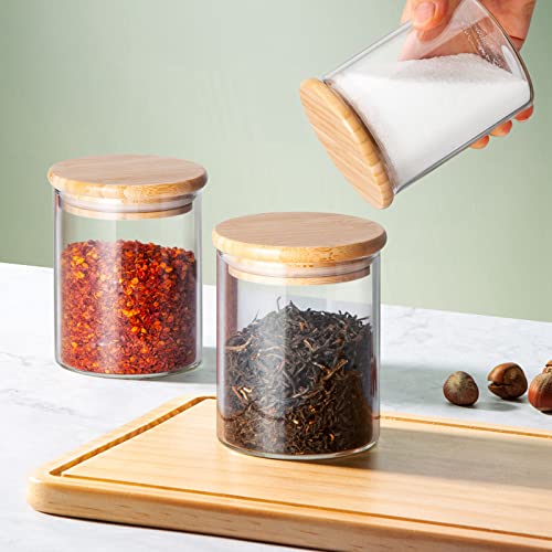 12 Oz Glass Jars with Bamboo Lid 3mm Thick Upgrade Clear (12 floz (8-Pack))