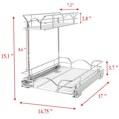 Under Sink Cabinet Organizer Two Tier Pull Out Shelf