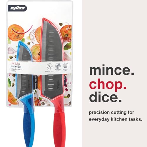 2 Piece Santoku Knife Set with Sheath Covers (2 Piece Santoku ValueKnife Set)