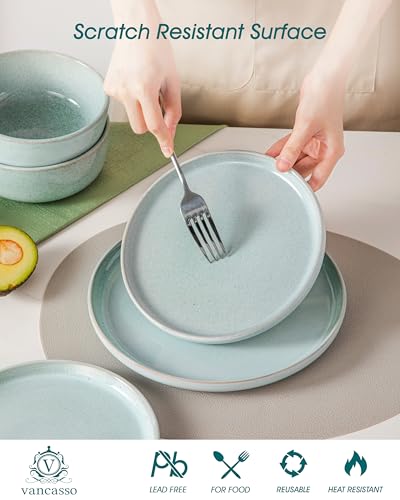 ANYA 18 Pieces Plates and Bowls Set (Mint Green / 18 Pcs (Service for 6))