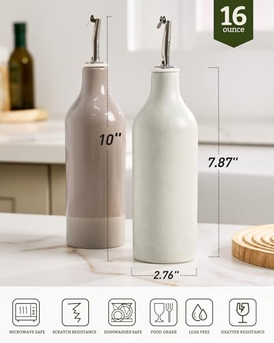 Oil Dispenser Bottle (Matte Beige White and Cinnamon Brown / 2 Pieces (Milkyway))
