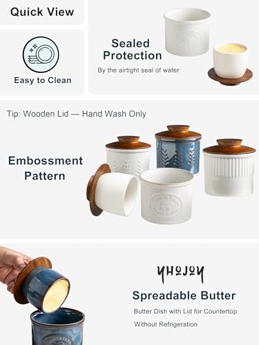 Cow Butter Crock with Lid for Countertop (White / Cow-3.94"dia)