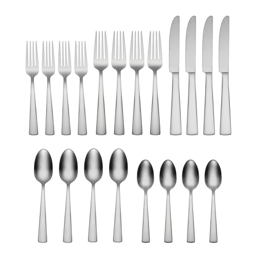 H290020AL20 Satin Nocha 20 Piece Everyday Flatware Set (20-Piece Set; Service for 4 / 20-Piece Flatware Set, Satin Finish)