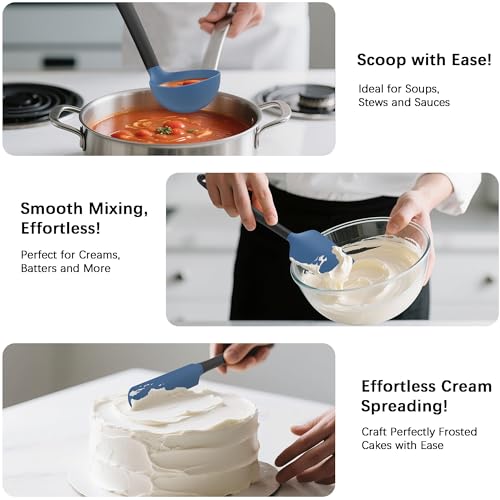 Silicone Kitchen Cooking Utensils Set (DarkBlue)