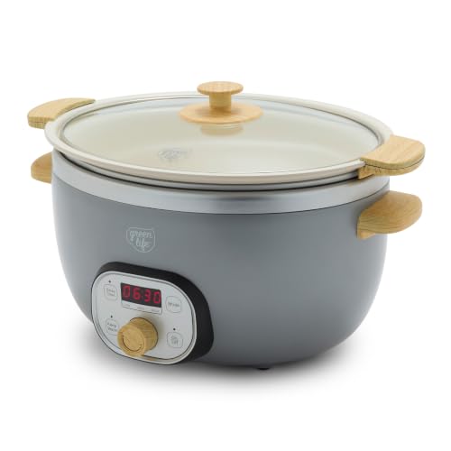 6QT Ceramic Nonstick Slow Cooker (Gray / 6 Quarts)