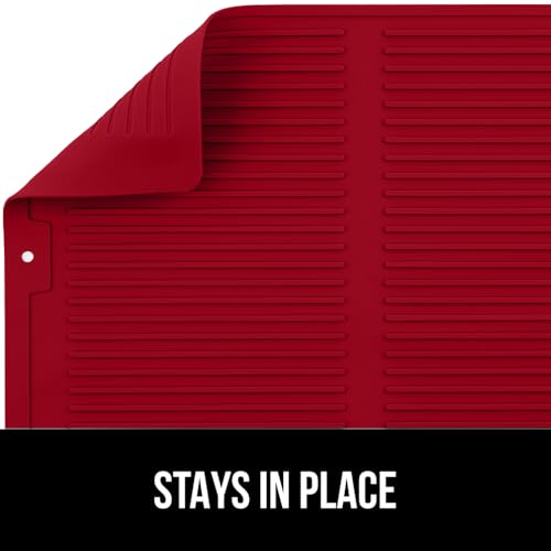 Patented BPA Free Silicone Dish Drying Mat (18" x 16" / Silicone / Red)