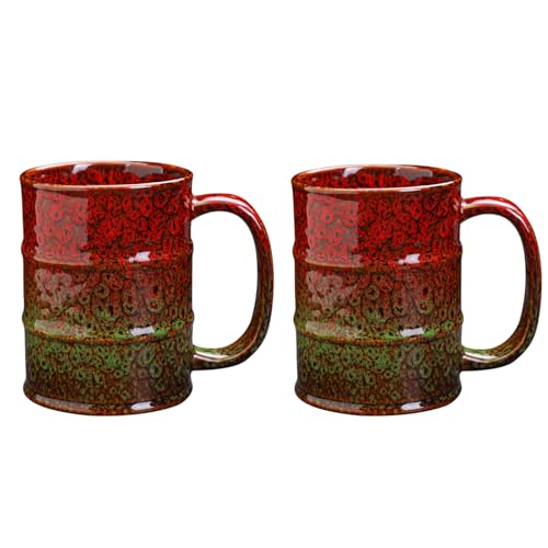 Coffee Mug 20 Oz Coffee Cups Ceramic Tea Cup Large Coffee Mug for Office and Home (Red and Green)
