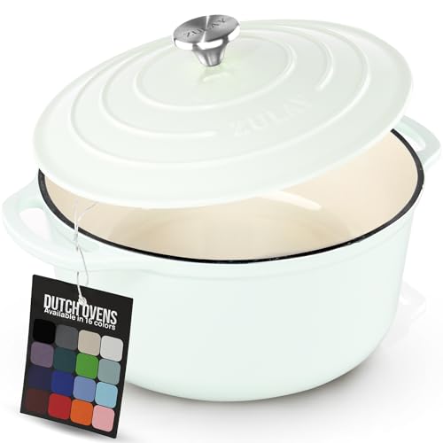 6.4QT Enameled Cast Iron Dutch Oven Pot with Lid (White / 6.4 Quart)