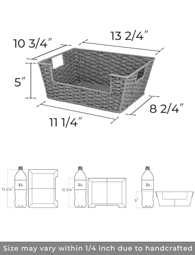 Pantry Baskets for Organizing (Gray / 13 ½"L x 10 ¾"W x 5"H)