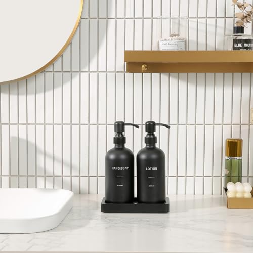 Black Soap Dispenser Bathroom Set (Black Pump & Black Bottle)