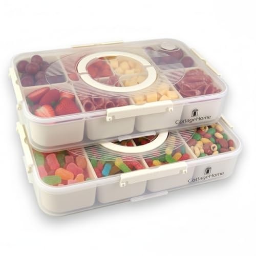Snackle Box Container with 8 Removable Compartments (Cream / Large Snackle Box Containers)