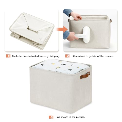 Large Storage Baskets (Beige / XL-16"x 12"x12")