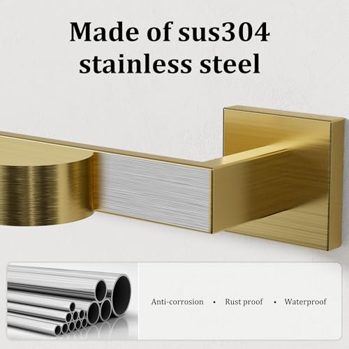 Gold Towel Bar Towel Racks for Bathroom Wall Mount 16 Inch (Single 16 Inch / Golden)