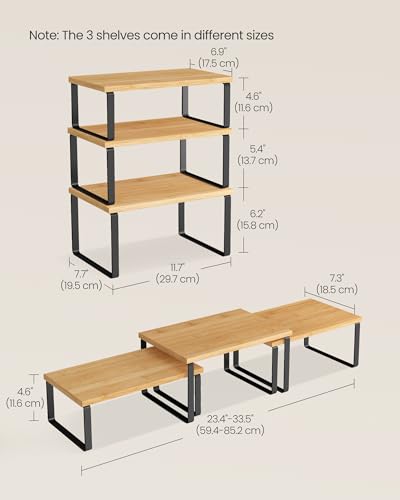 Cabinet Organizer Shelf (White + Natural / S (4.6"H) + S (5.4"H) + S (6.2"H))