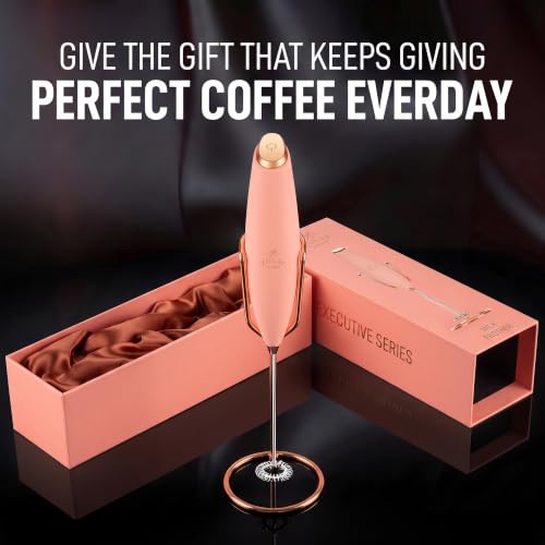 Powerful Milk Frother Wand With Duracell Batteries (Gift Box Rose Peach / Z1 Motor + Batteries)