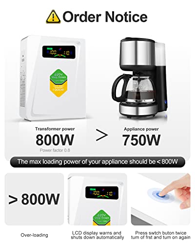 220v to 110v Step Down Transformer 1000W Power Voltage Converters (Step Down / 1000W)
