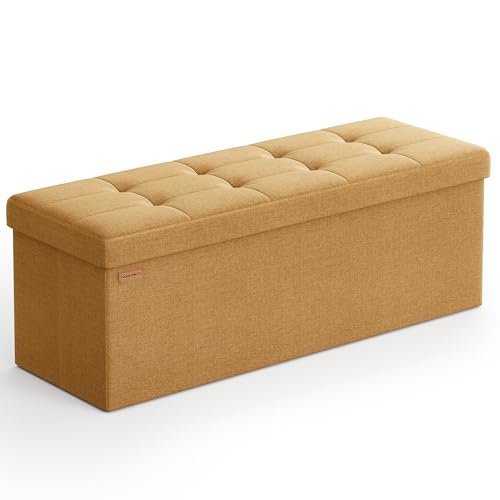 43.3 Inches Folding Storage Ottoman Bench (Ginger / 15"D x 43"W x 15"H (without Flipping Lid))