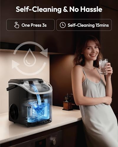 Nugget Ice Maker Countertop with Handle (Black)
