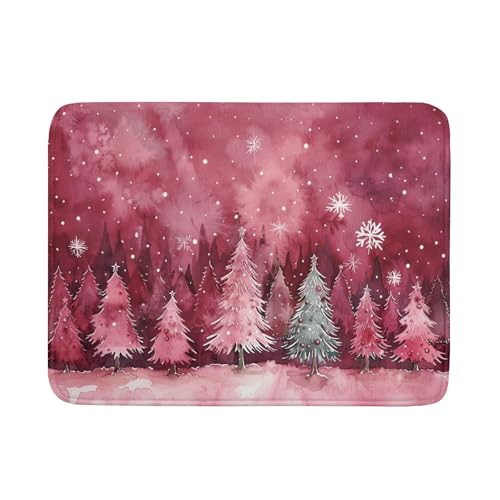 Pine Trees Dish Drying Pad Christmas Decorative Drying Mat Kitchen Essentials Absorbent Dishes Rack Pad 18 X 24 Inch (Snowy Forest 4725 / 24" x 18")