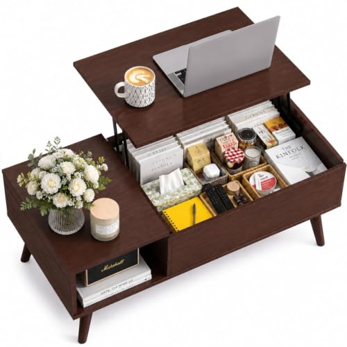 Lift Top Coffee Table with Hidden Storage (Aged Espresso / 39")