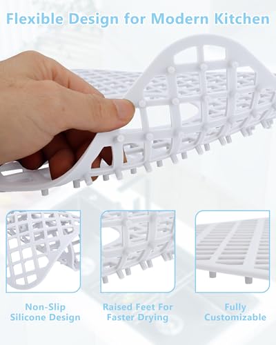 2 Pack Silicone Sink Protectors for Kitchen Sink (White)