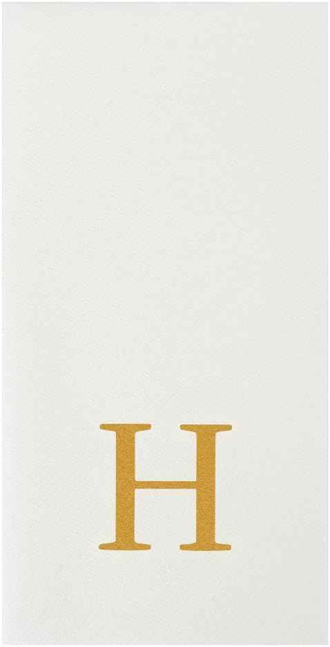 Luxenap 15.8 X 7.9 Inch Linen-Feel Guest Towels, 2000 Lettered Hand Towels - Gold Letter 'H', Sans Serif Font, White Paper Dinner Napkins, airlaid, For Restrooms And Tables - Restaurantware
