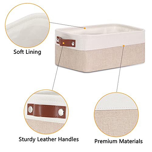 Small Storage Bins (White&Khaki / XS-12"x8"x5")