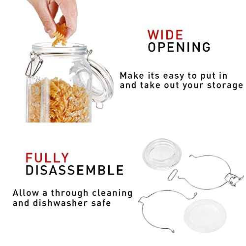 4 Pack Clear Wide Mouth Glass Mason Jars with Airtight Clamp Lids