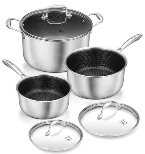 Stainless Steel Saucepan Set 6 Piece (2+3+8 Quart / Black)