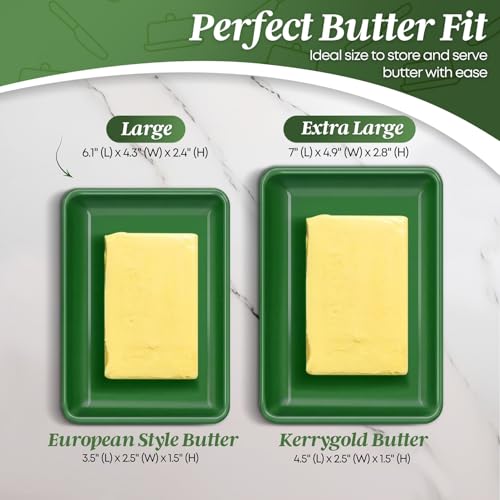 Large Ceramic Butter Dish with Lid (Dark Green / Large)