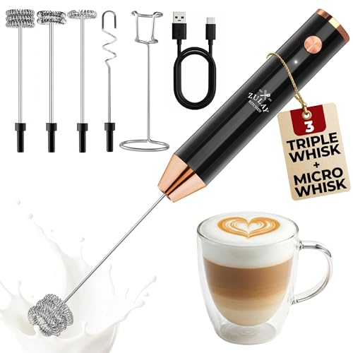 Rechargeable Milk Frother Handheld (Black Copper / Rechargeable Z1 Motor Max)
