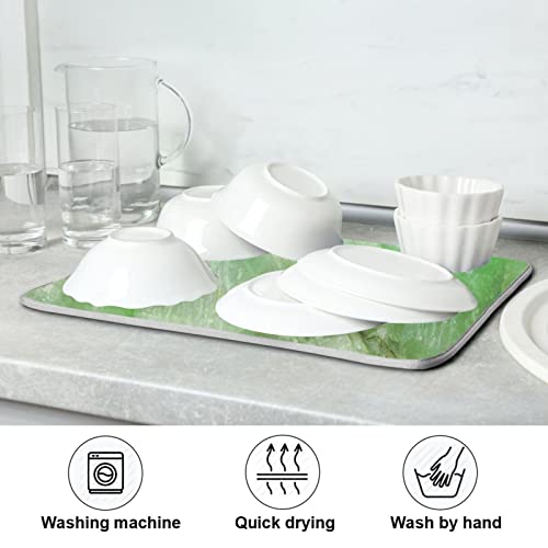 Super Absorbent Dish Drying Mat (Green Jade Stone Marble / 18" x 18")