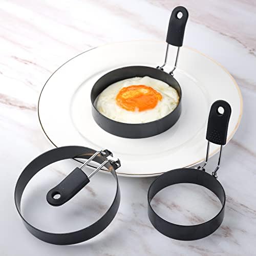 Egg Rings 8 Packs Stainless Steel Pancake Molds And Egg Ring Set Nonstick Round Egg And Omelet Molds for Frying Eggs And Muffins