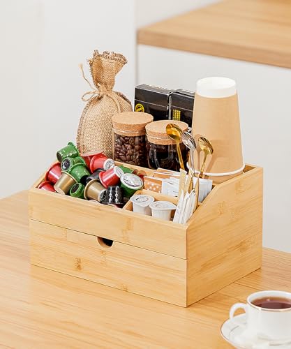 Coffee Bar Organizer Countertop with Drawer