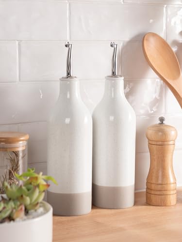 16oz Ceramic Oil Dispenser Bottle (White / 2 Pieces (Milkyway))