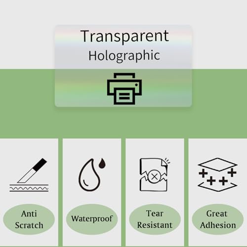 1x2 Inch Transparent Holographic Thermal Labels Stickers (Holographic Transparent / 1*2 inch)