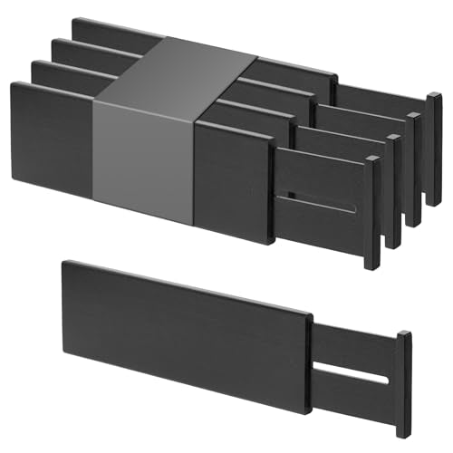 Bamboo Drawer Dividers Large (Black / 4"H, Large)