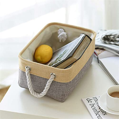Small Storage Bins Basket (Gold&Grey / Small -11.8Lx7.9Wx5.2H)