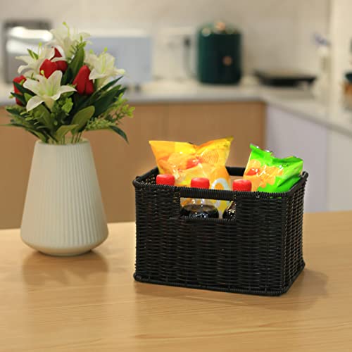 Large Wicker Baskets for Storage (17 x 12.2 x 7.5 inches / Black)