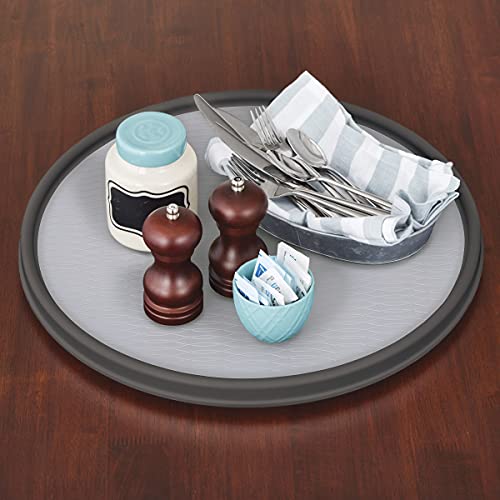 Non Skid Pantry Cabinet Lazy Susan Turntable (Charcoal/Light Gray / 18 Inch)