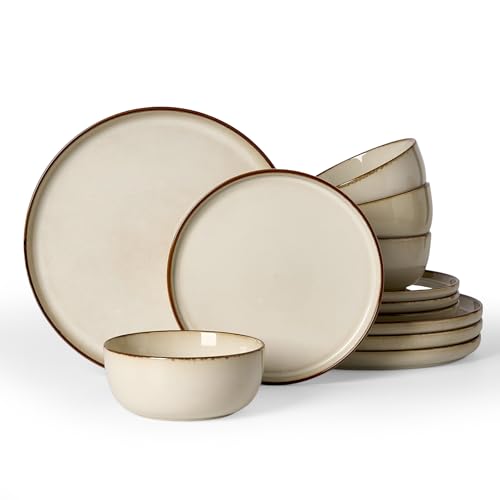 Milkyway 12 Piece Stoneware Dinnerware Set (Light khaki / Service for 4 (Standard Dinner Set))