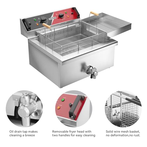24Lbs Electirc Triple Basket Turkey Fryer With Oil Drain Spout (Tripple Basket,24L)